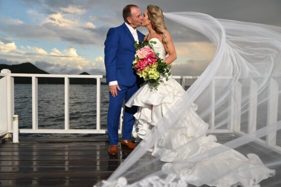 Tracey and her husband on their wedding day